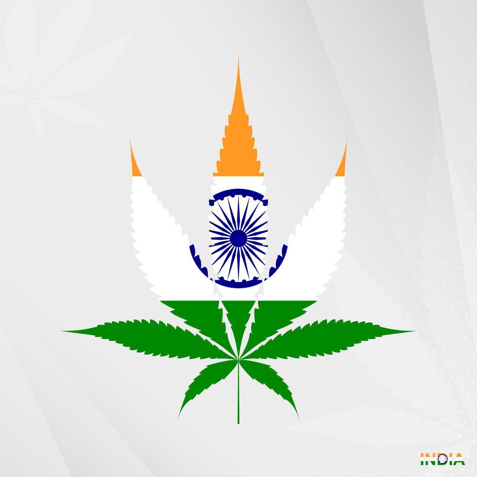 drapeau de Inde dans marijuana feuille forme. le concept de légalisation cannabis dans Inde. vecteur
