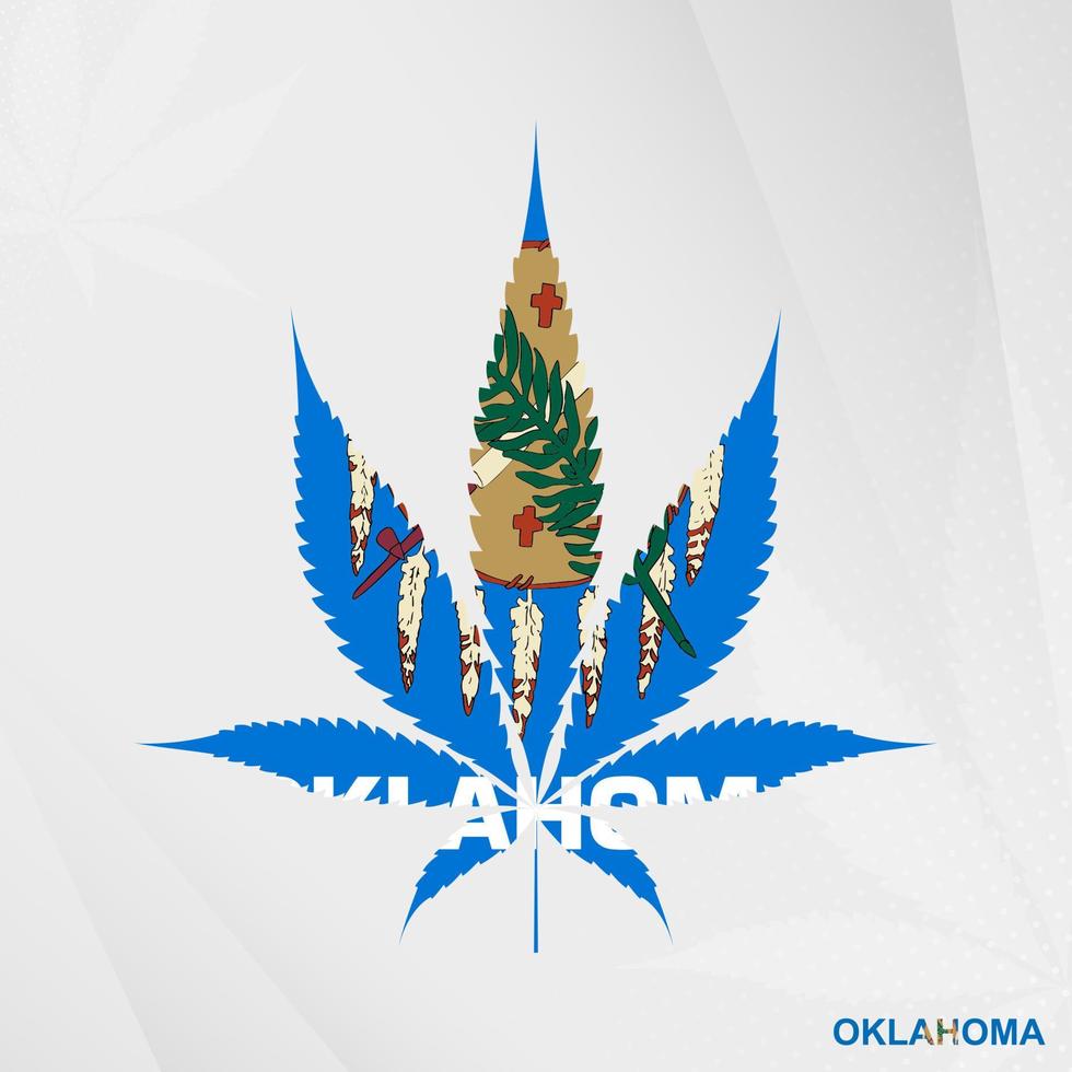 drapeau de Oklahoma dans marijuana feuille forme. le concept de légalisation cannabis dans Oklahoma. vecteur