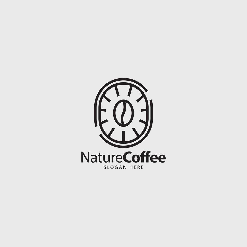 la nature café haricot logo avec ligne art style vecteur