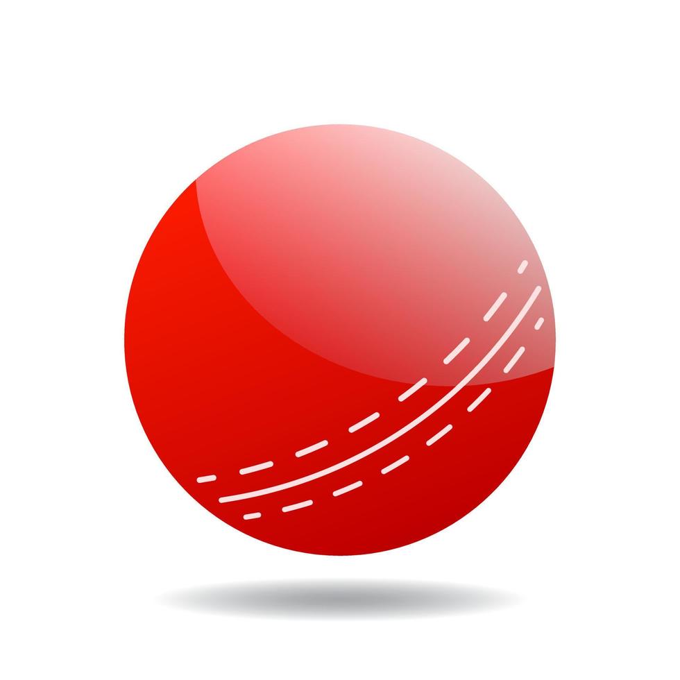 criquet Balle brillant rouge isolé vecteur icône illustration