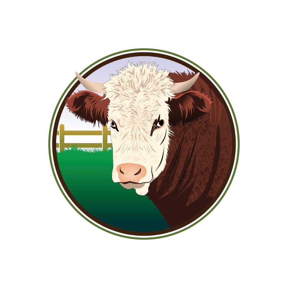 hereford bétail ferme logo conception idée sur blanc Contexte. eps dix. vecteur