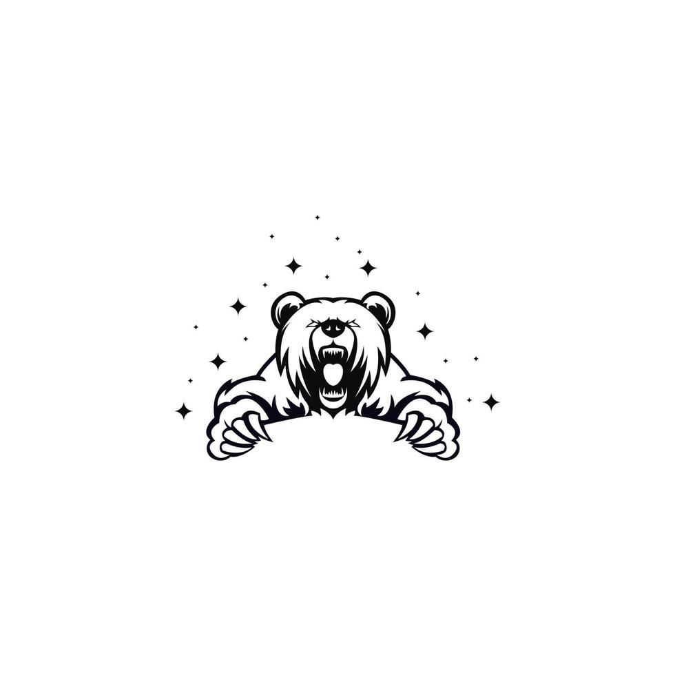 création de logo noir et blanc illustration ours vecteur
