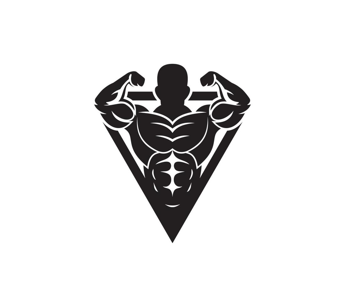 bodybuilder Masculin logo conception avec aptitude Gym sur blanc arrière-plan, vecteur illustration.