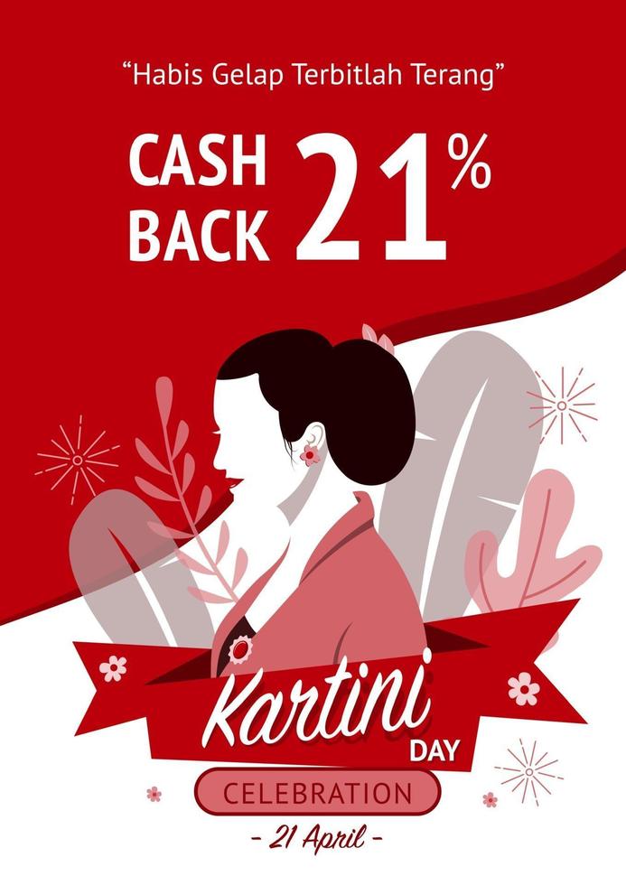 affiche de vente de célébration du jour kartini heureux vecteur