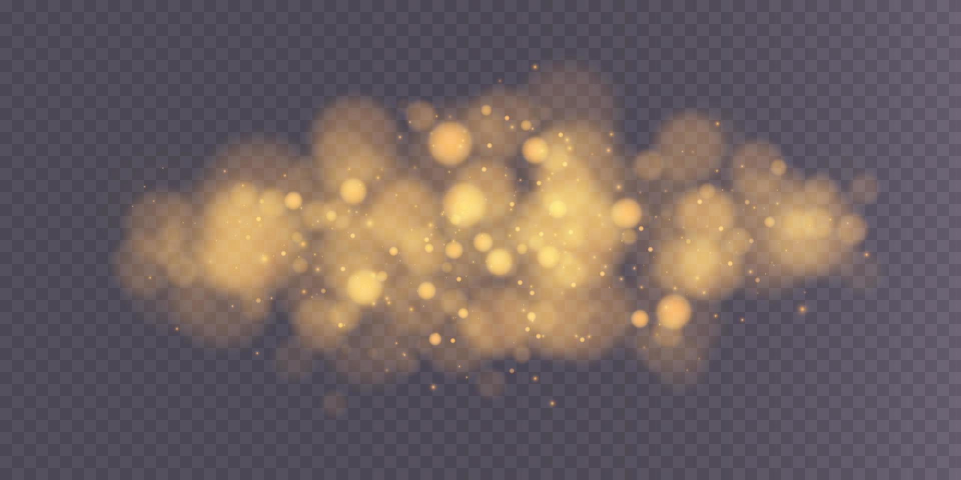 lumières bokeh dorées avec des particules incandescentes isolées. vecteur