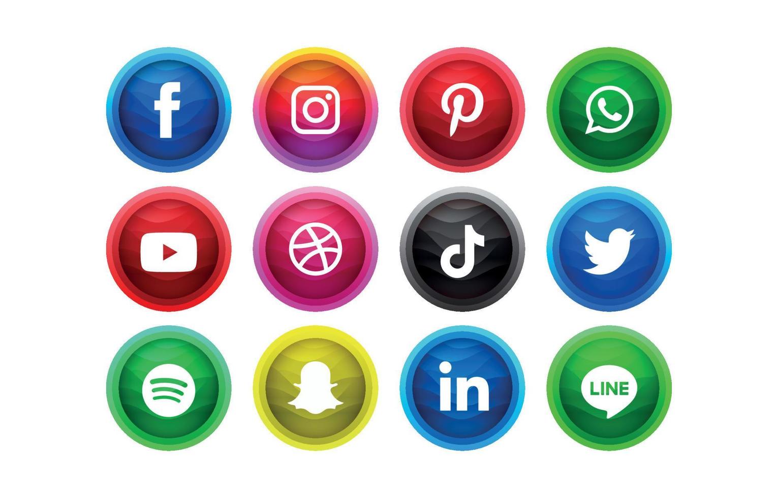 en ligne La technologie social médias logo ensemble vecteur