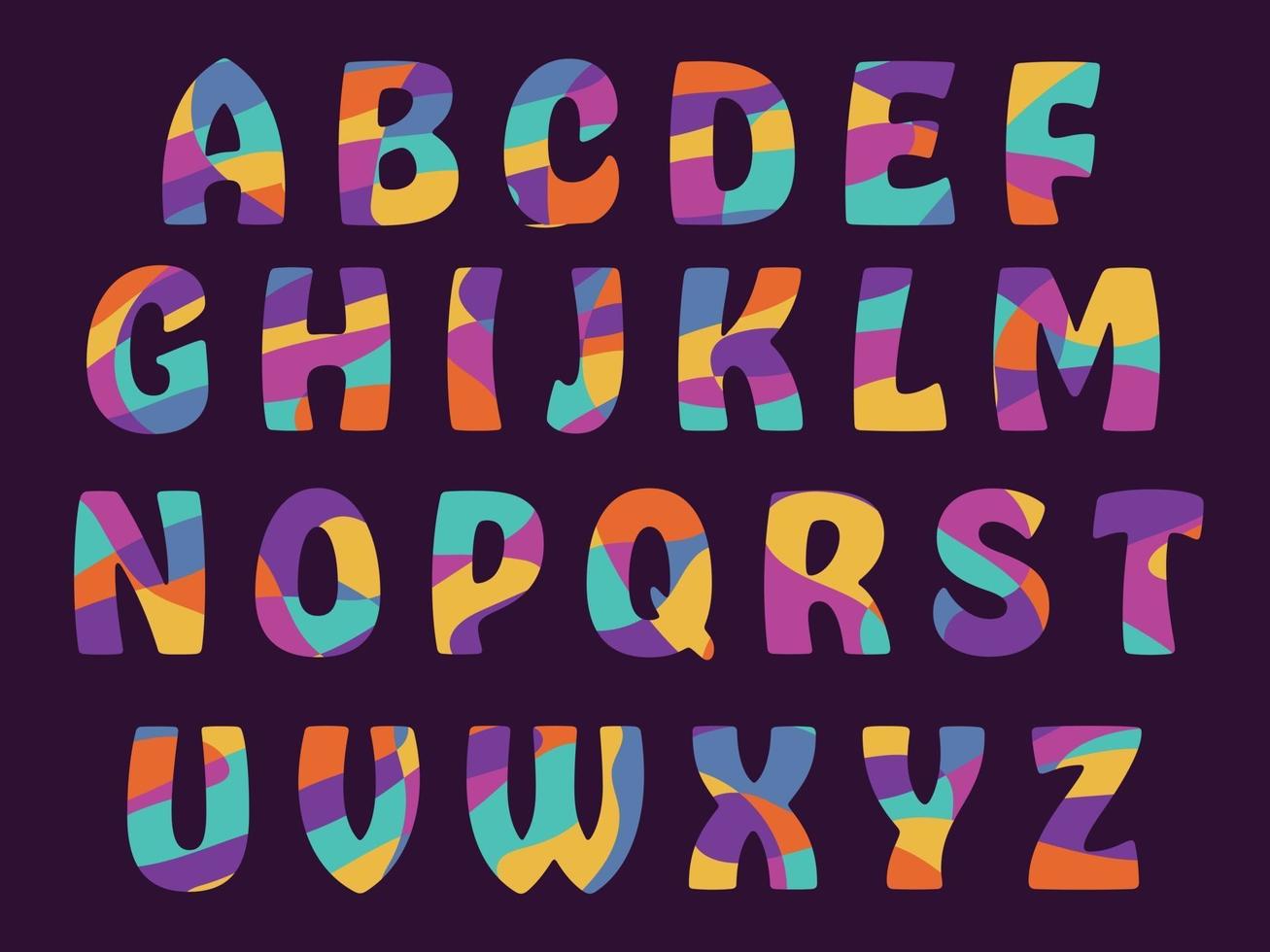 formes abstraites colorées dessin animé lettres isolées vecteur