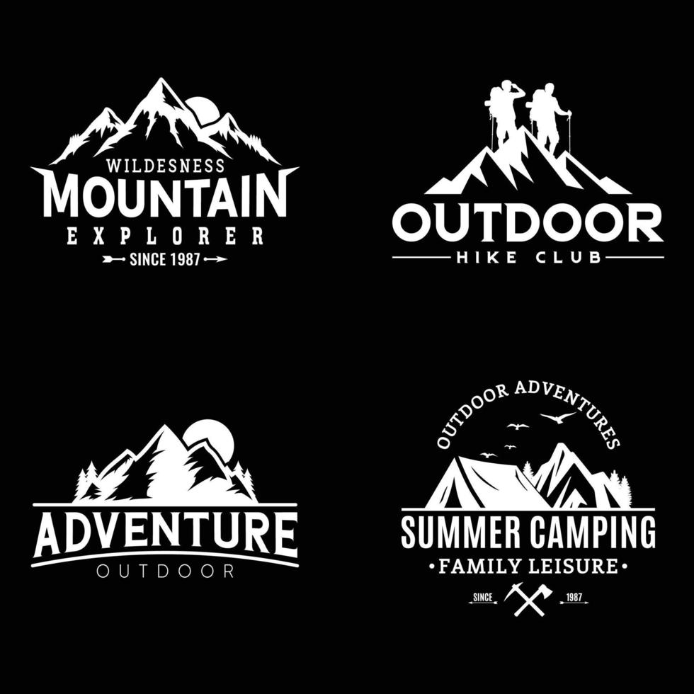 quatre ancien Extérieur aventure logo dessins ensemble vecteur