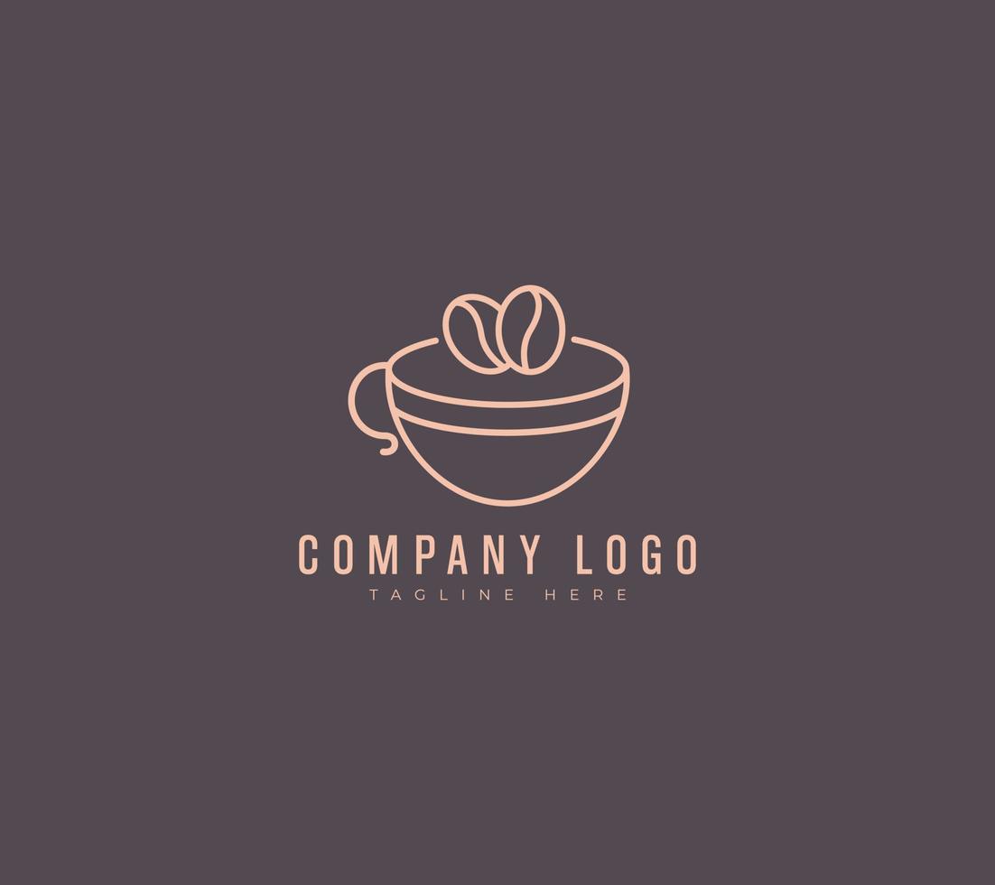 illustration de café magasin des haricots et feuilles avec ligne art dans une minimaliste style logo modèle prime vecteur