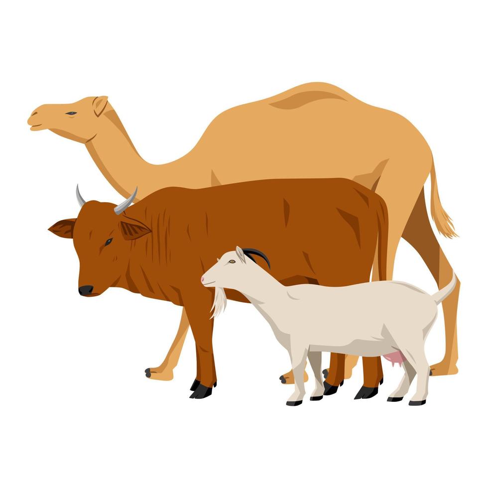 chameau, vache et chèvre vecteur illustration. animal dessin animé