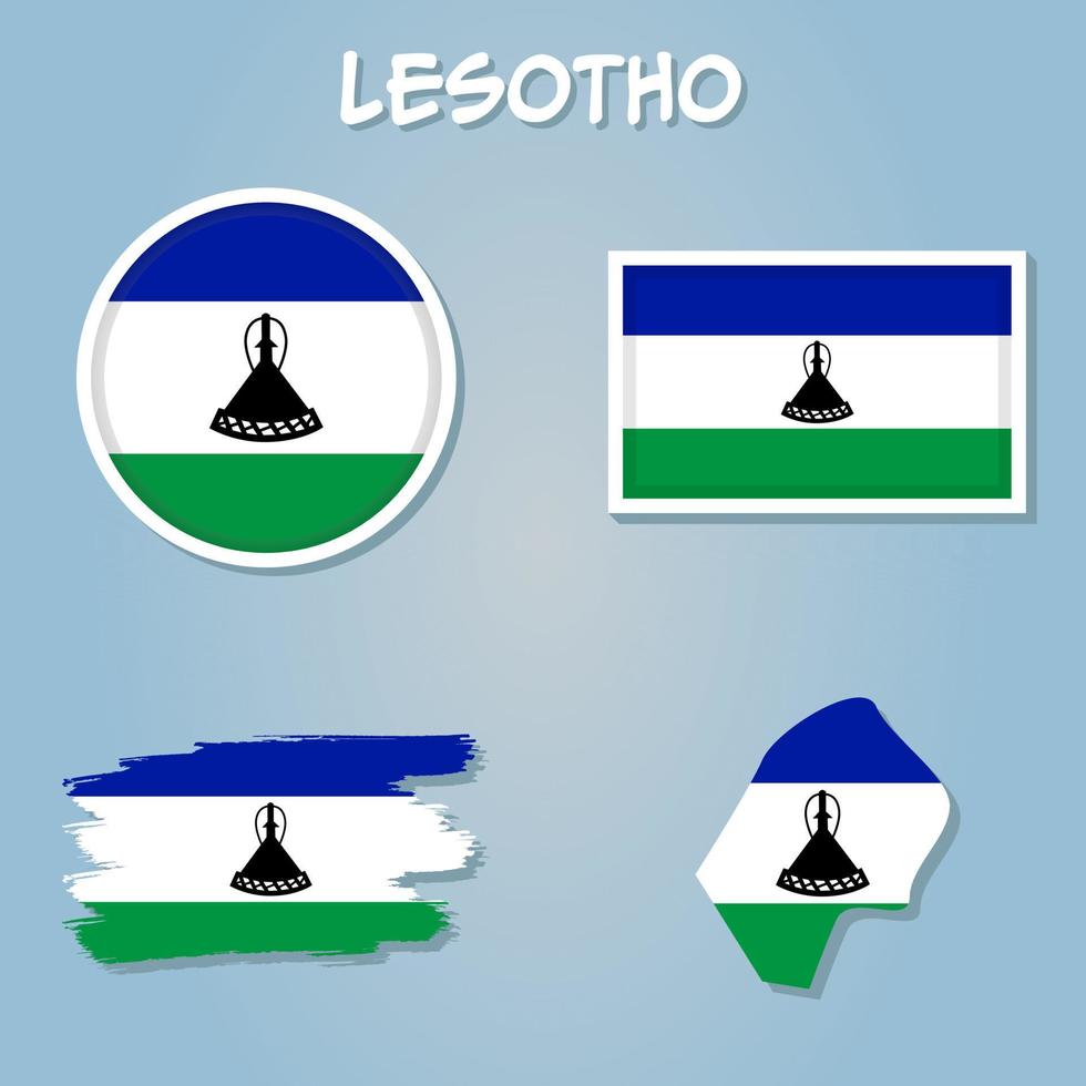 Lesotho nationale drapeau carte conception, illustration de Lesotho pays drapeau à l'intérieur le carte. vecteur