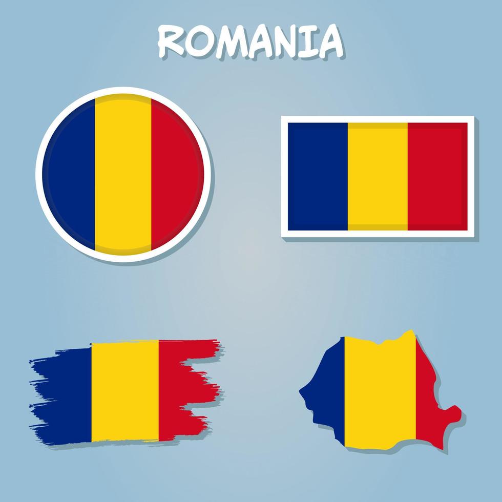 vecteur Roumanie drapeau soufflant dans le vent. dans Roumanie carte forme.