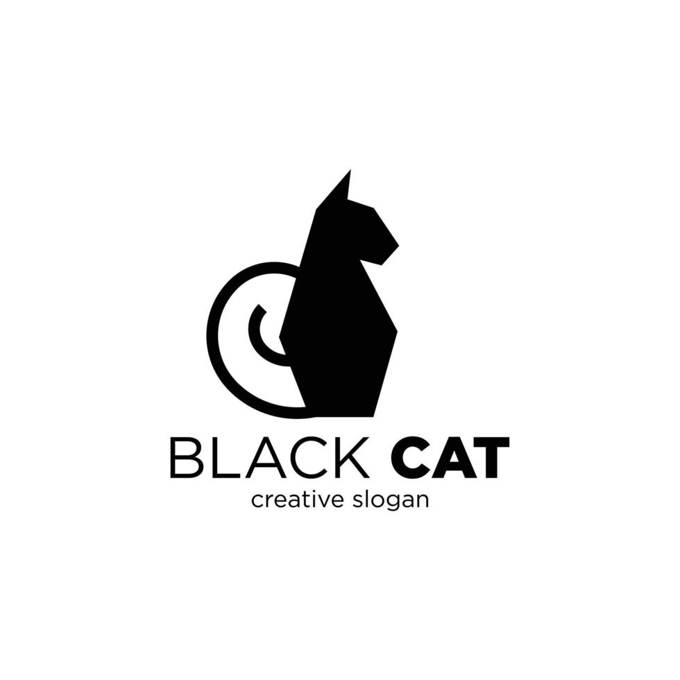 élégant noir chat logo conception concept noir animal sur blanc Contexte vecteur