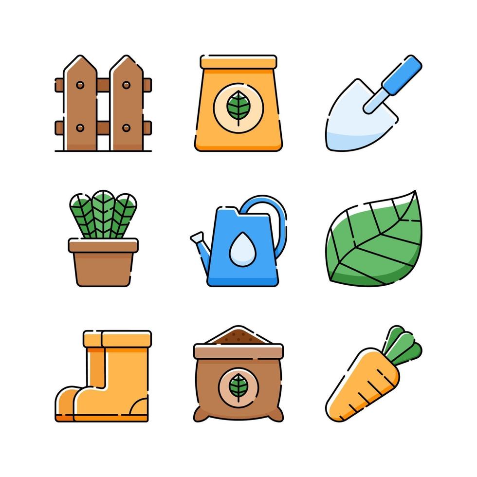 collection d'icônes de jardinage vecteur