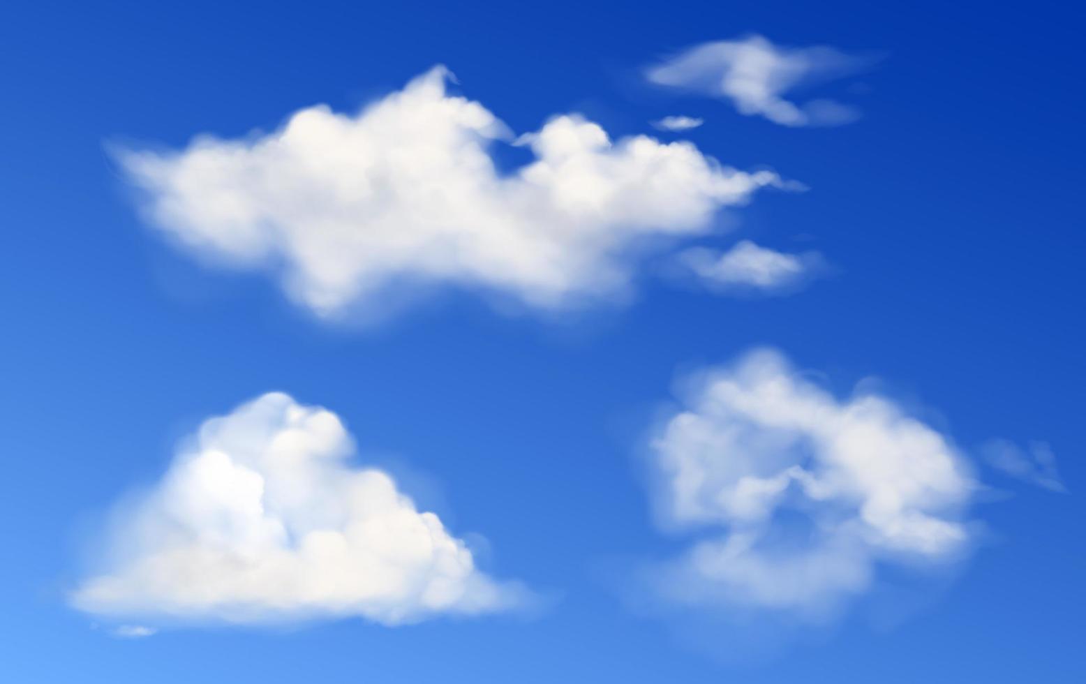 vecteur blanc duveteux des nuages dans bleu ciel