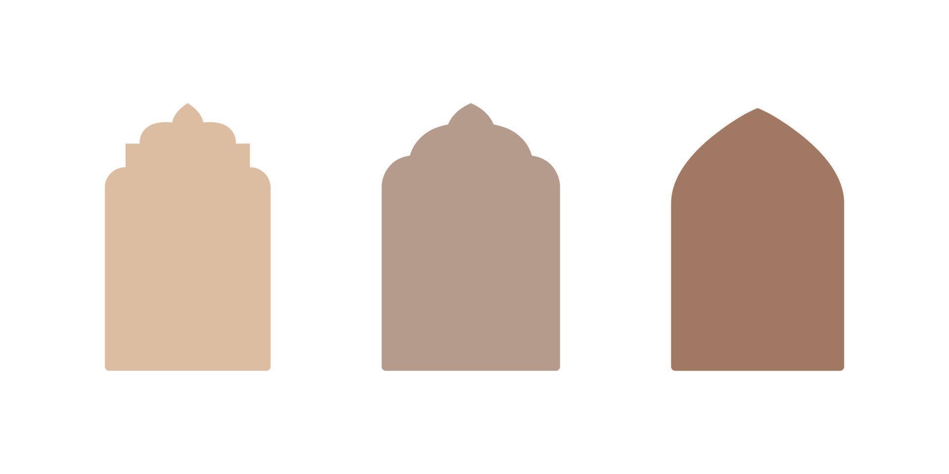 forme vectorielle islamique d'un arc de fenêtre ou de porte. ensemble de cadres arabes. icône de silhouette ramadan kareem vecteur