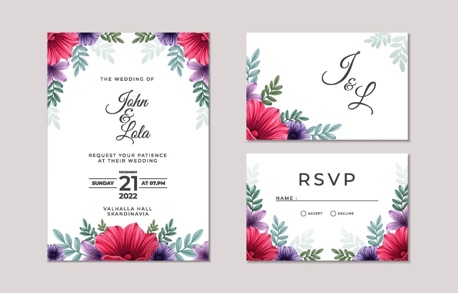 modèle d'invitation de mariage vecteur