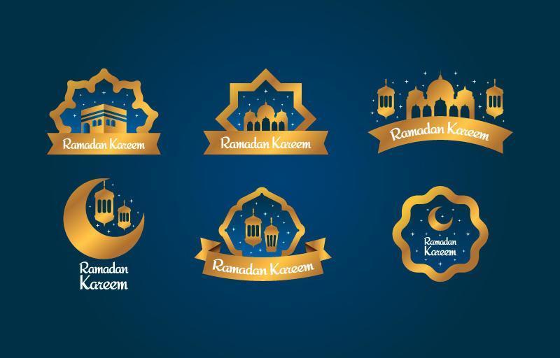 élégante collection d'insignes d'étiquettes ramadan vecteur