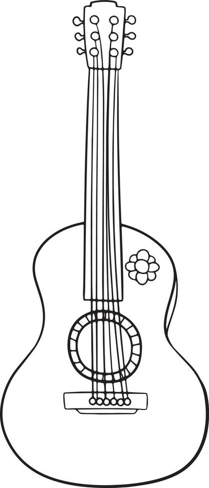 guitare musical instrument dessin animé griffonnage kawaii anime coloration page mignonne illustration dessin agrafe art personnage chibi manga bande dessinée vecteur