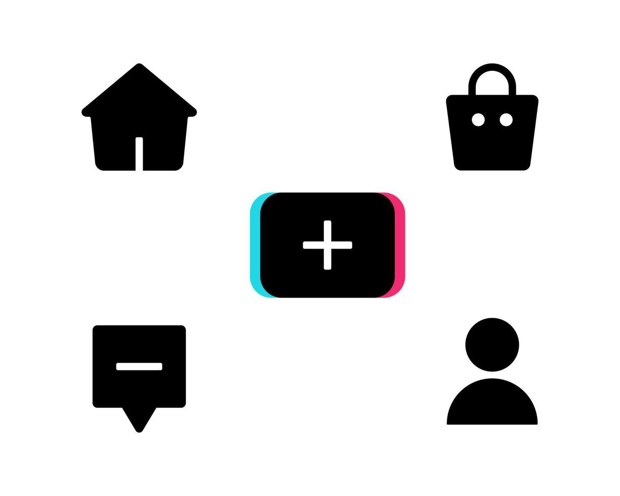 social médias concept. maison, boutique, créer, boîte de réception, et profil icône vecteur