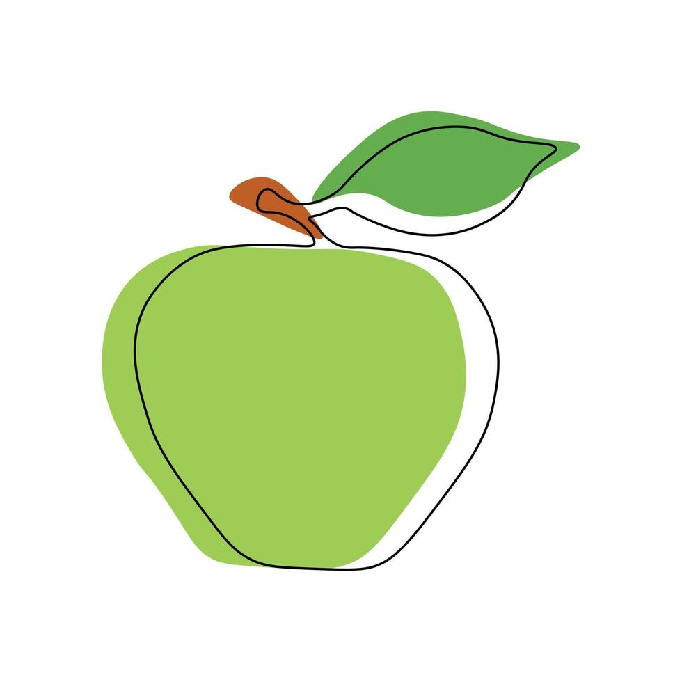 dessin de un Pomme tiré avec un continu ligne vecteur