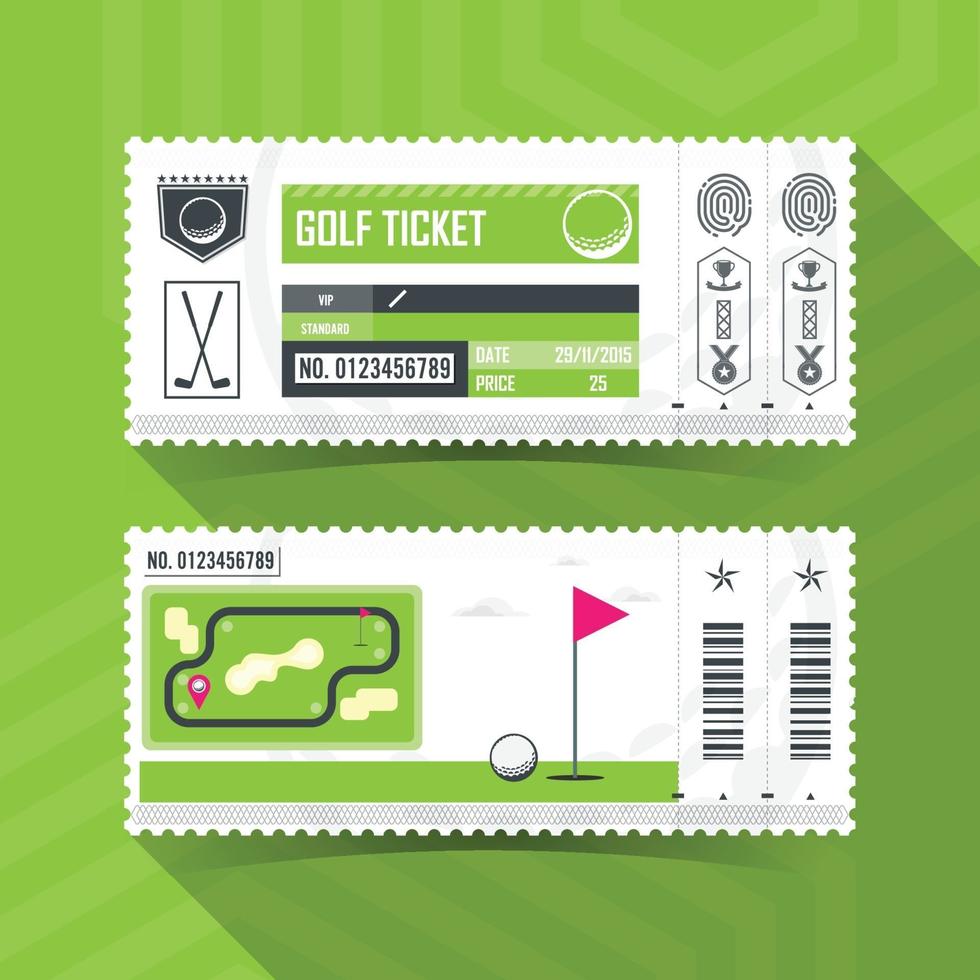 conception d'élément moderne de carte de billet de golf. illustration vectorielle vecteur