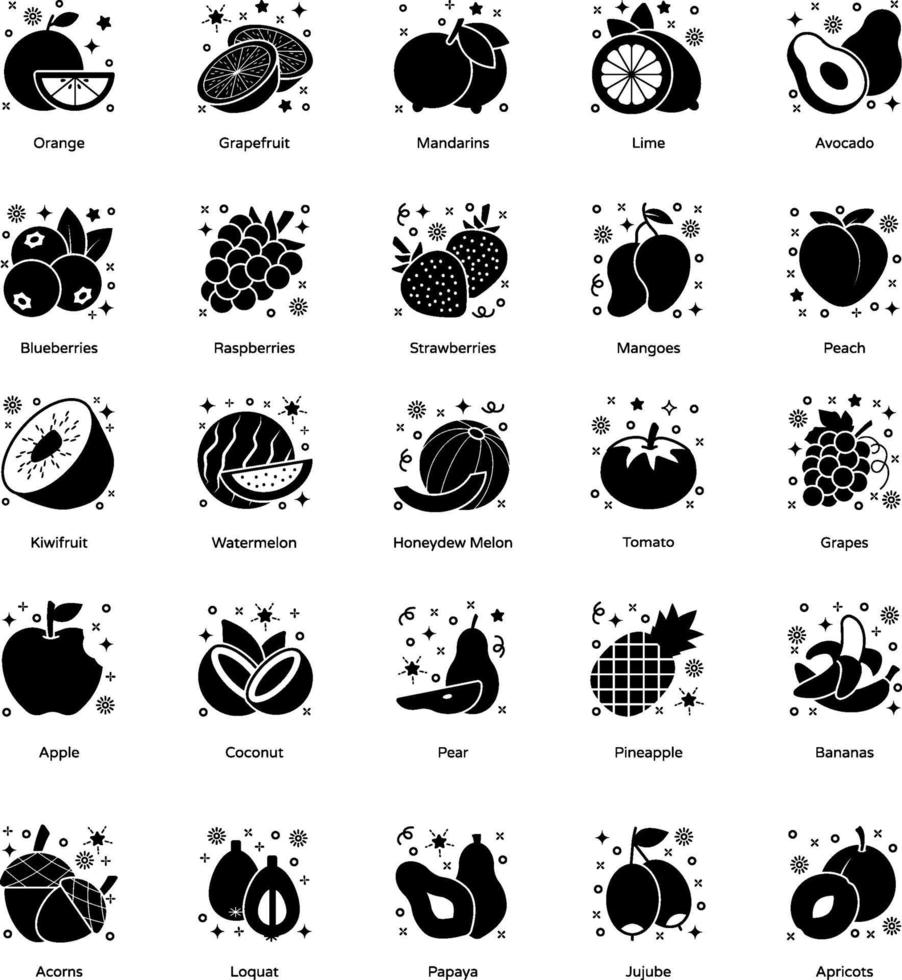 différents fruits de saison vecteur