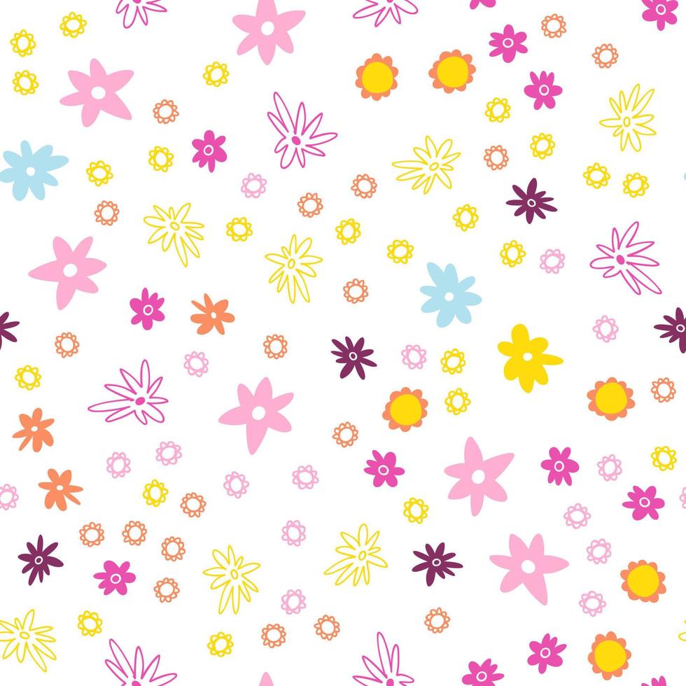 coloré floral modèle dans branché minimaliste style. main tiré abstrait plante sans couture modèle pour emballage papier, couverture, textile, fond d'écran, bannière, cartes vecteur