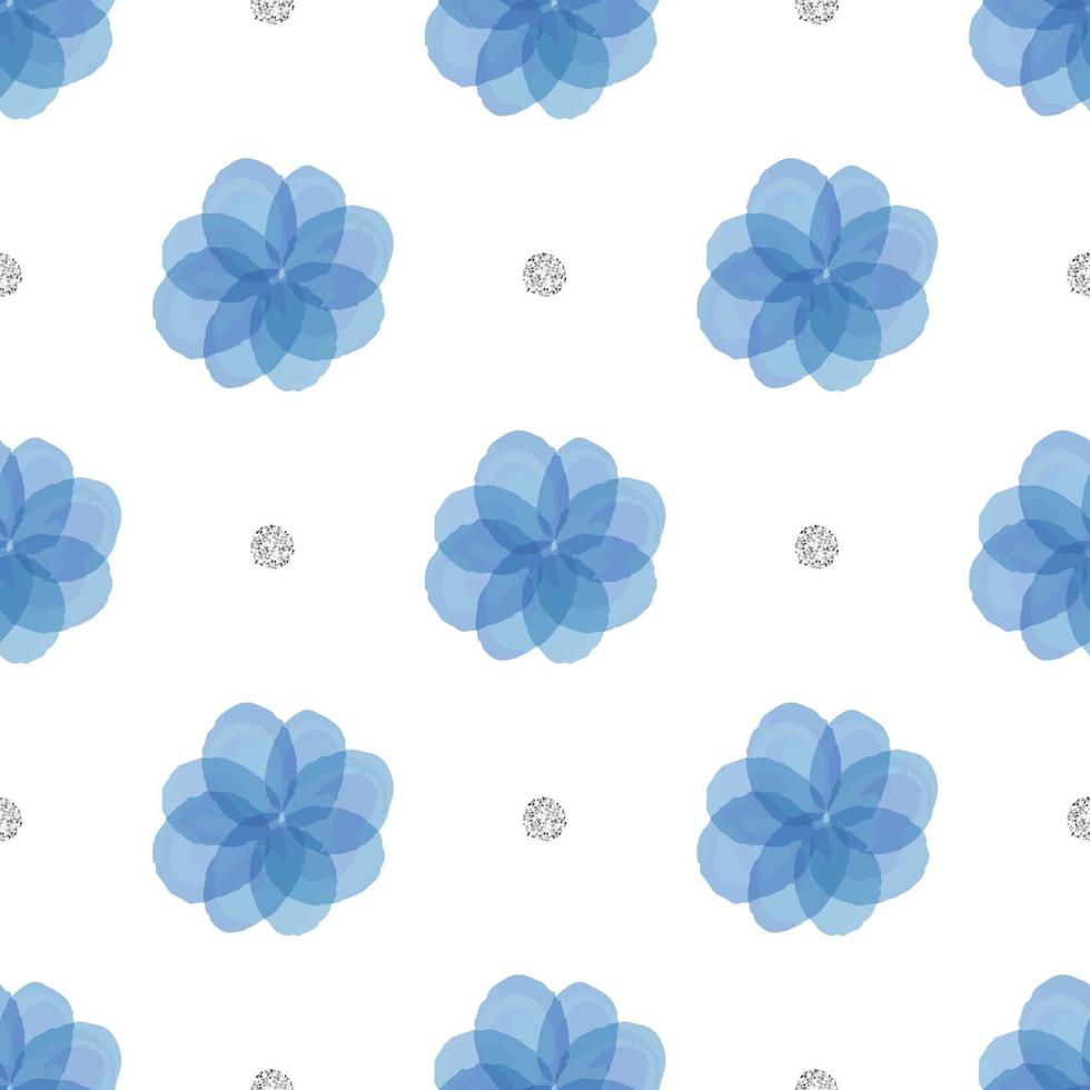 floral bleu sans soudure avec fond de paillettes argenté vecteur