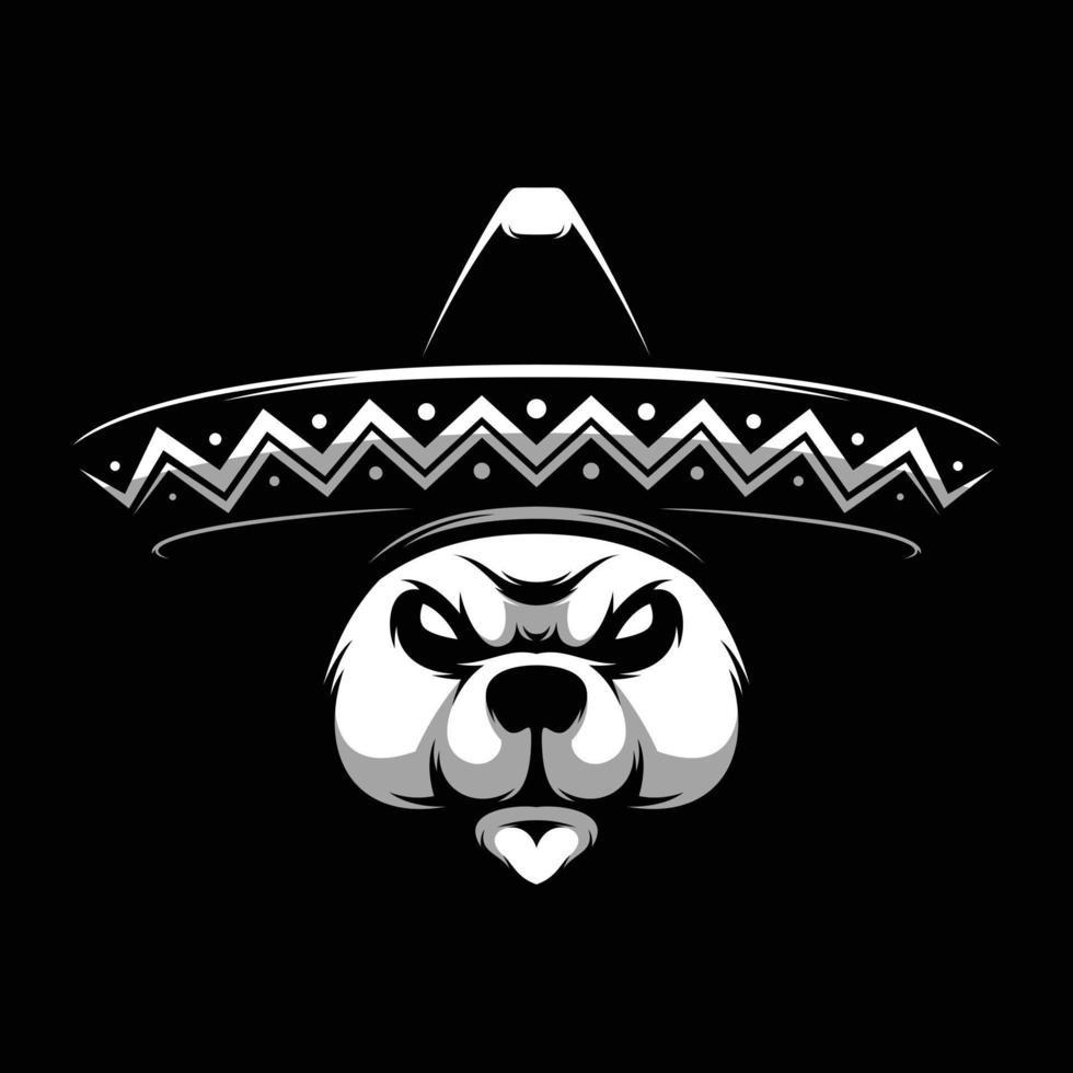 ours sombrero noir et blanc mascotte conception vecteur