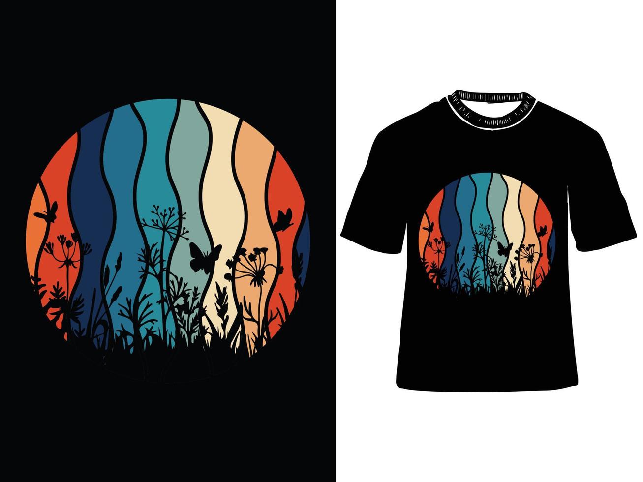 le coucher du soleil rétro ancien T-shirt conception vecteur