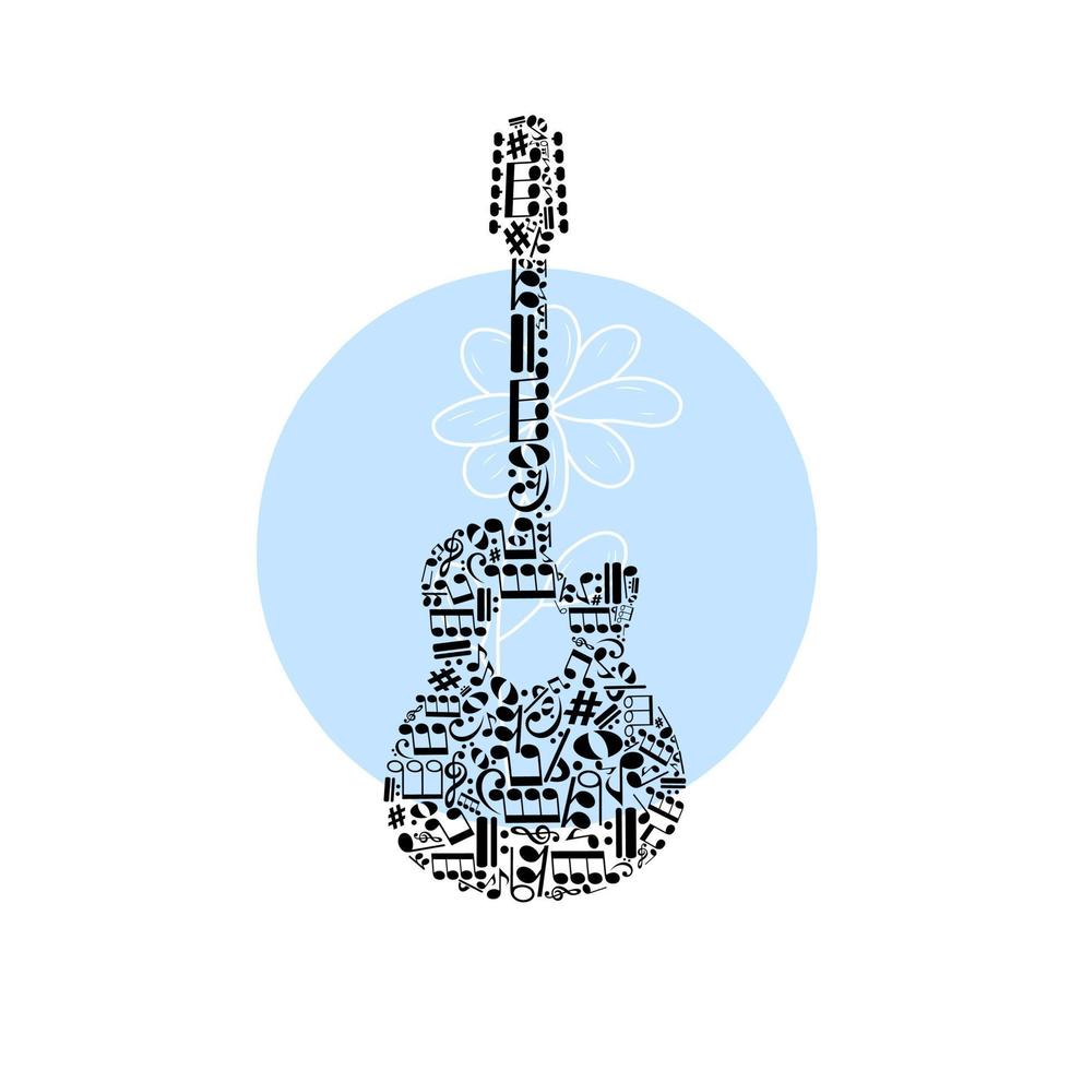 la musique icône vecteur conception illustration, guitare logo