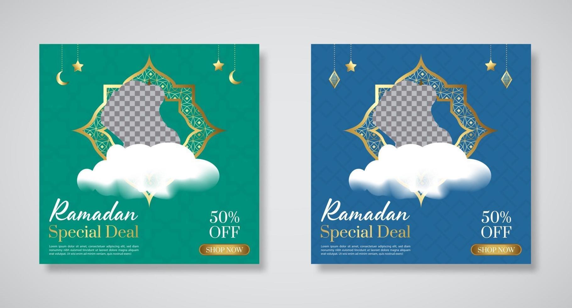 modèles de bannière promotionnelle offre spéciale ramadan vecteur