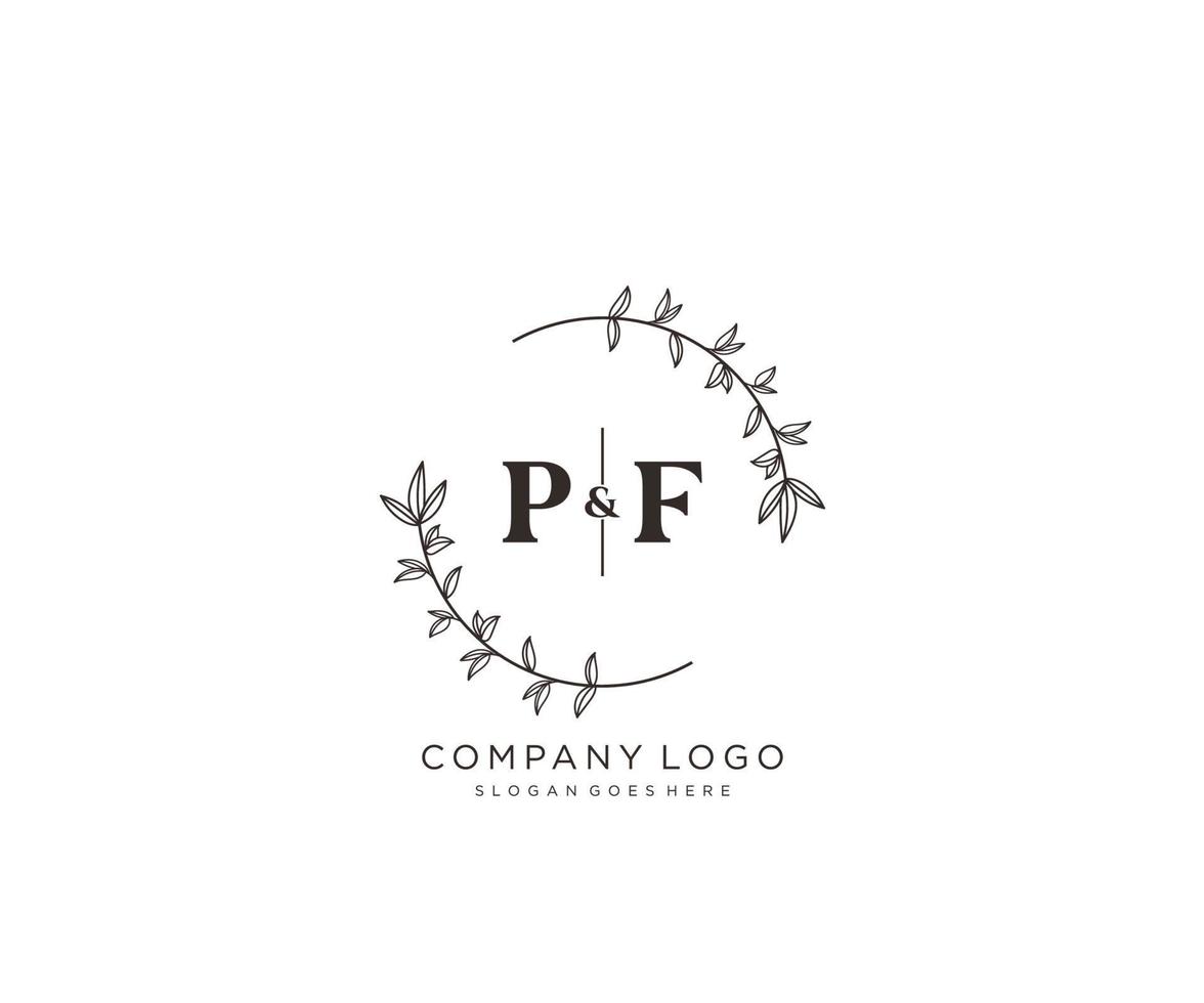 initiale pf des lettres magnifique floral féminin modifiable premade monoline logo adapté pour spa salon peau cheveux beauté boutique et cosmétique entreprise. vecteur