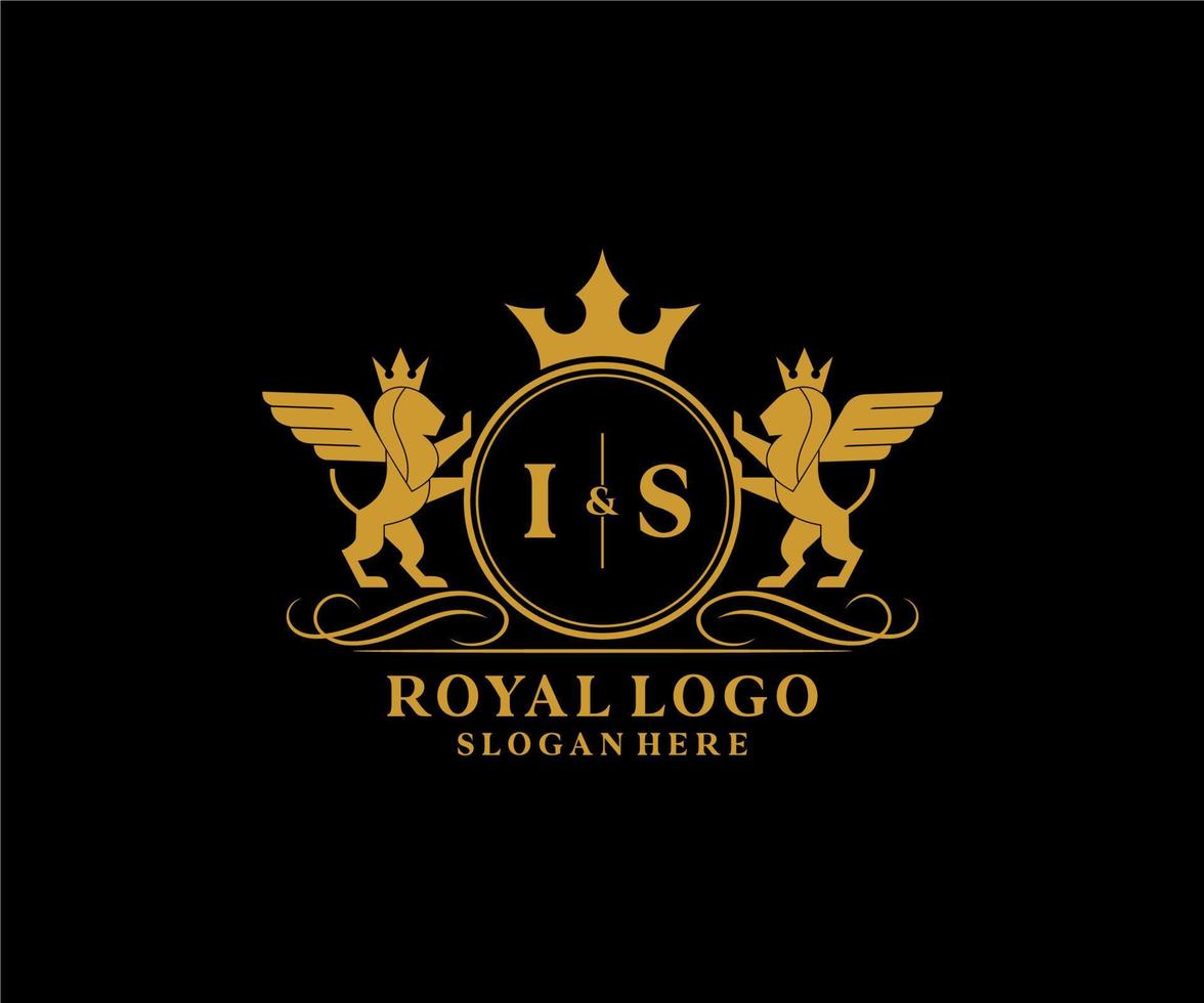 initiale est lettre Lion Royal luxe héraldique, crête logo modèle dans vecteur art pour restaurant, royalties, boutique, café, hôtel, héraldique, bijoux, mode et autre vecteur illustration.