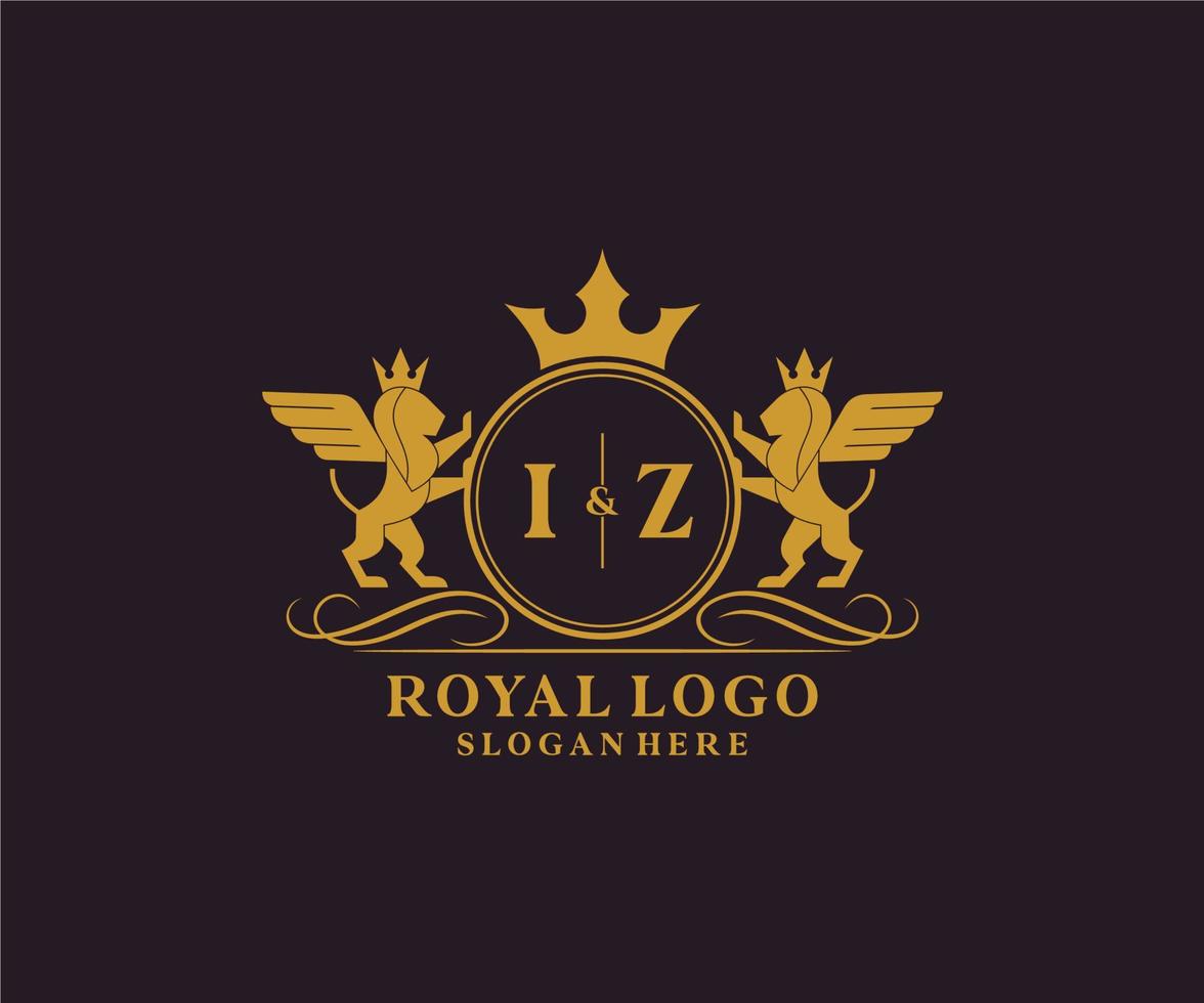 initiale je suis lettre Lion Royal luxe héraldique, crête logo modèle dans vecteur art pour restaurant, royalties, boutique, café, hôtel, héraldique, bijoux, mode et autre vecteur illustration.
