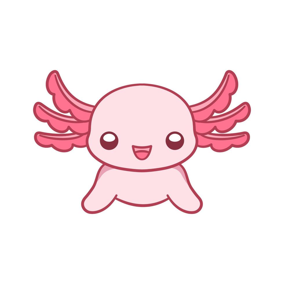 content axolotl tête dessin animé vecteur illustration. mignonne sous-marin aquatique animal conception pour enfants, agrafe art, modèle, imprimer, etc. Facile plat style avec contour.