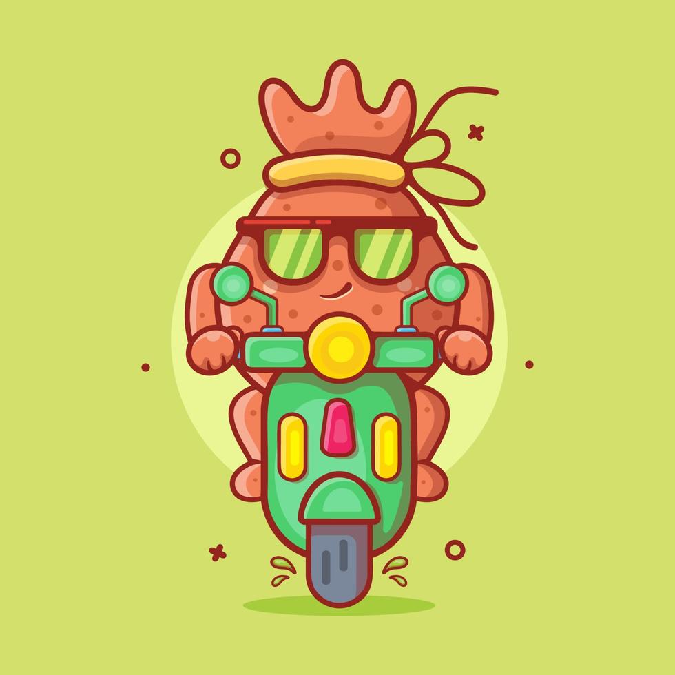 cool argent sac personnage mascotte équitation scooter moto isolé dessin animé dans plat style conception vecteur