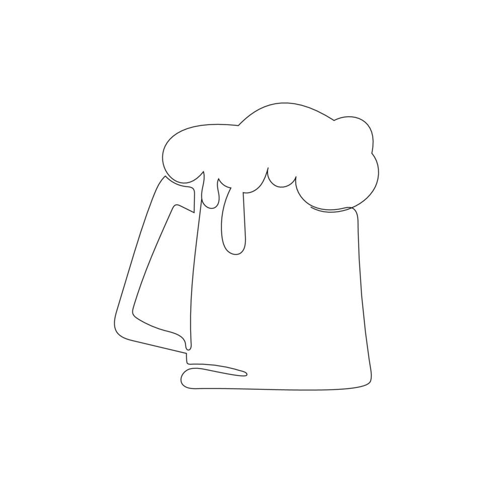 verre agresser avec Bière dans continu ligne art dessin style. minimaliste noir ligne esquisser sur blanc Contexte. vecteur illustration.