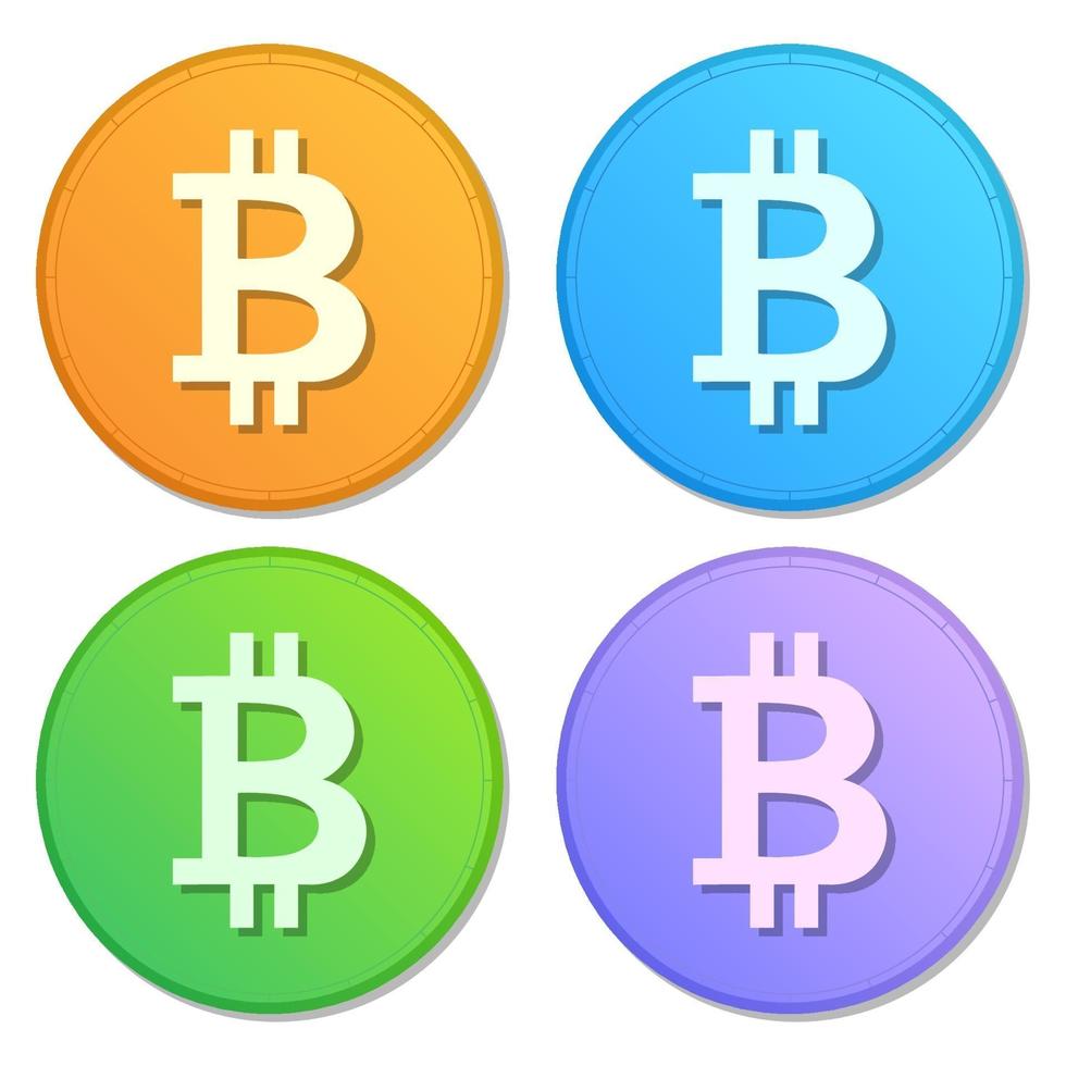 ensemble de logo coloré bitcoin. vecteur