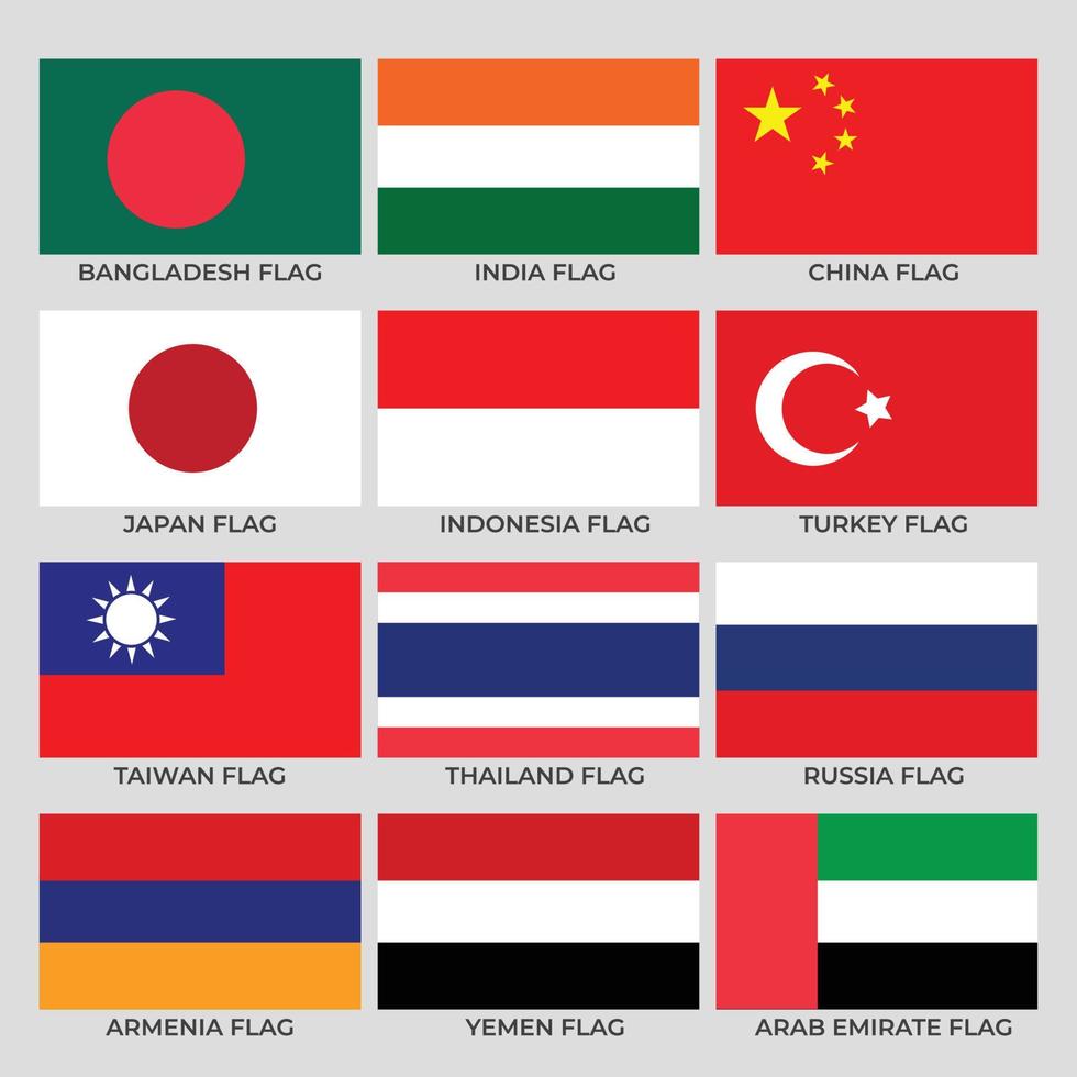 certains asiatique drapeau icône collection vecteur