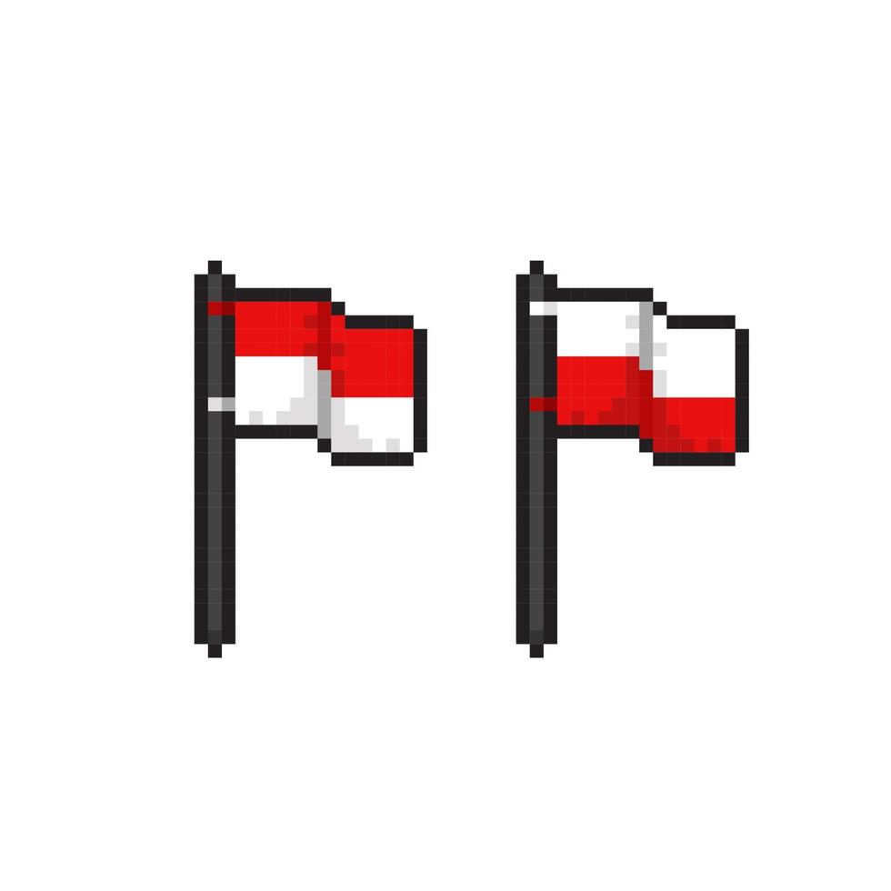 blanc et rouge drapeau dans pixel art style vecteur