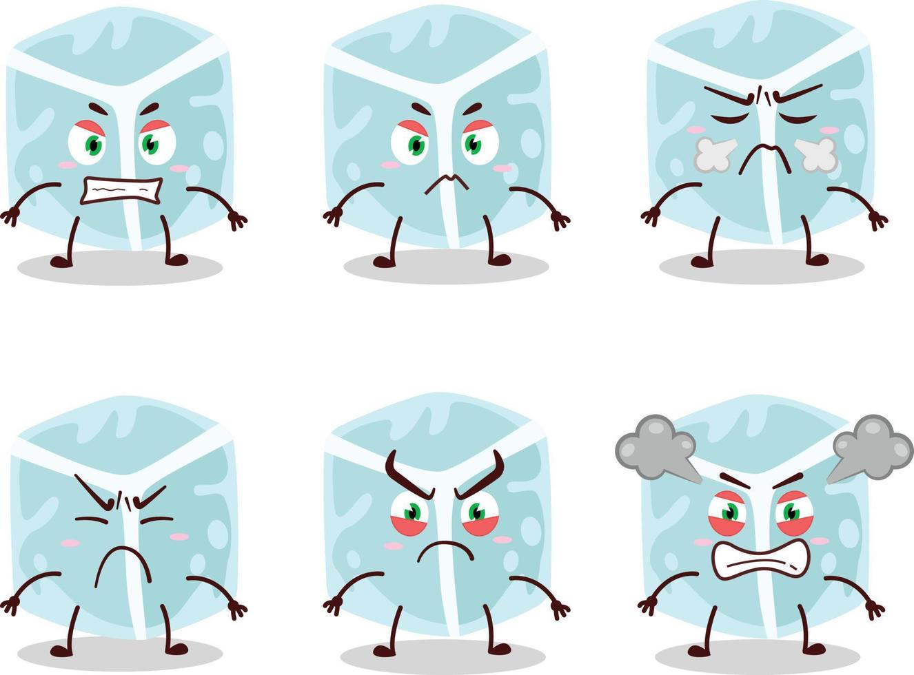 la glace tube dessin animé personnage avec divers en colère expressions vecteur