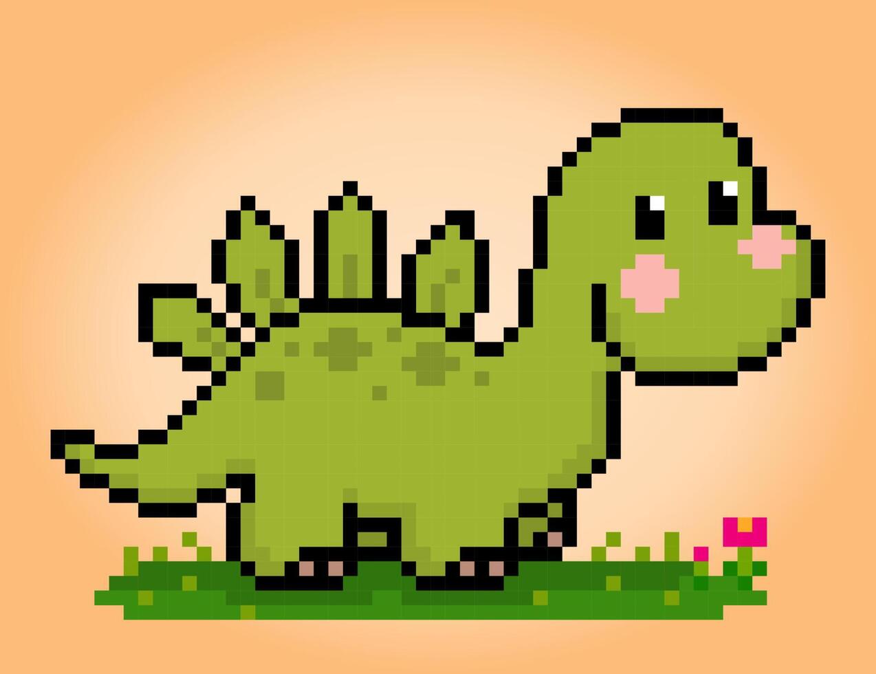 8 bit pixels dinosaure stégosaure. animaux dans vecteur des illustrations pour traverser point motifs.