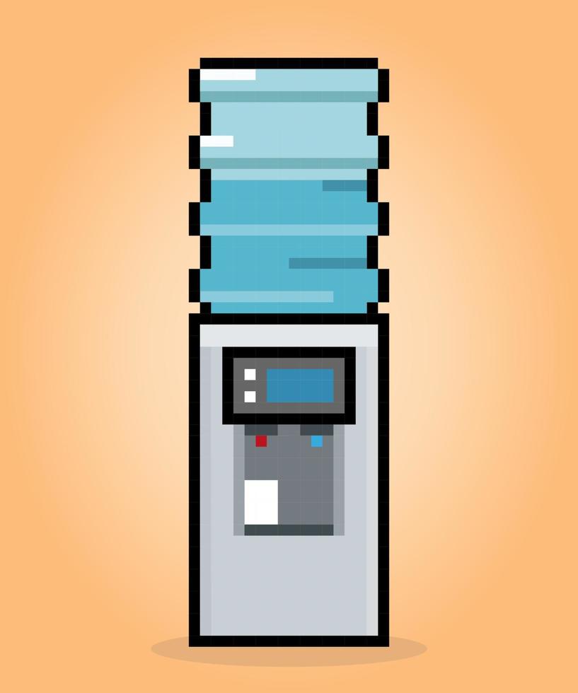 8 bit pixel distributeur. l'eau boisson machine chaud et cool l'eau pour Jeu les atouts dans vecteur illustrations.