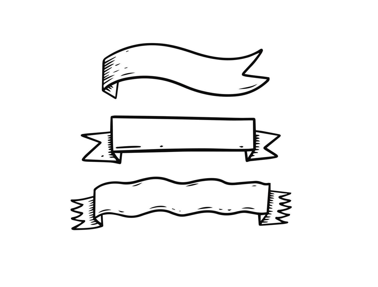 main tiré noir et blanc rubans ensemble. gravure style vecteur illustration.