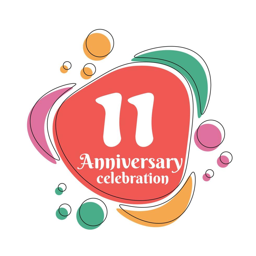 11ème anniversaire fête logo coloré conception avec bulles sur blanc Contexte abstrait vecteur illustration