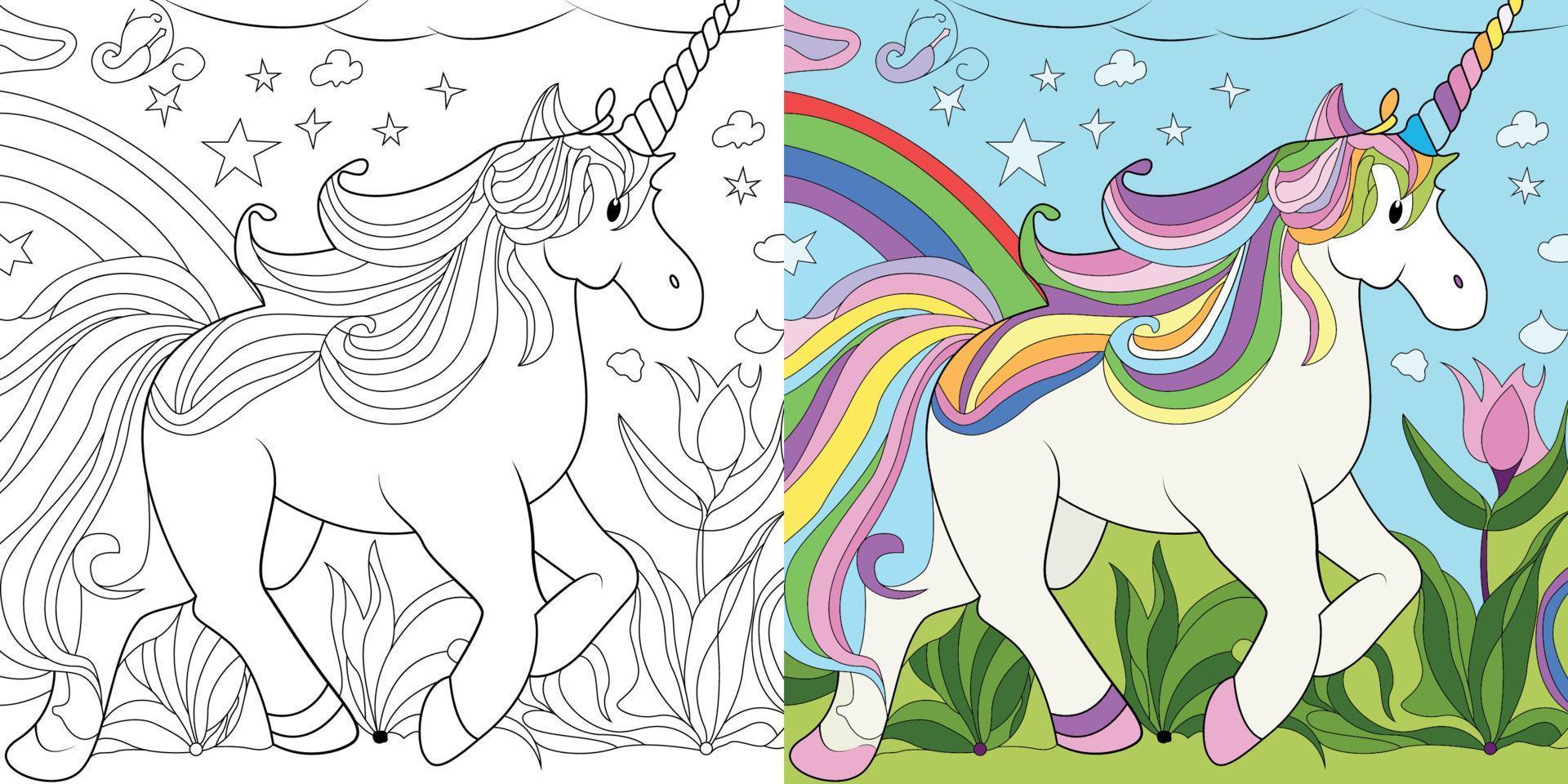 coloration pages Licorne pour des gamins vecteur