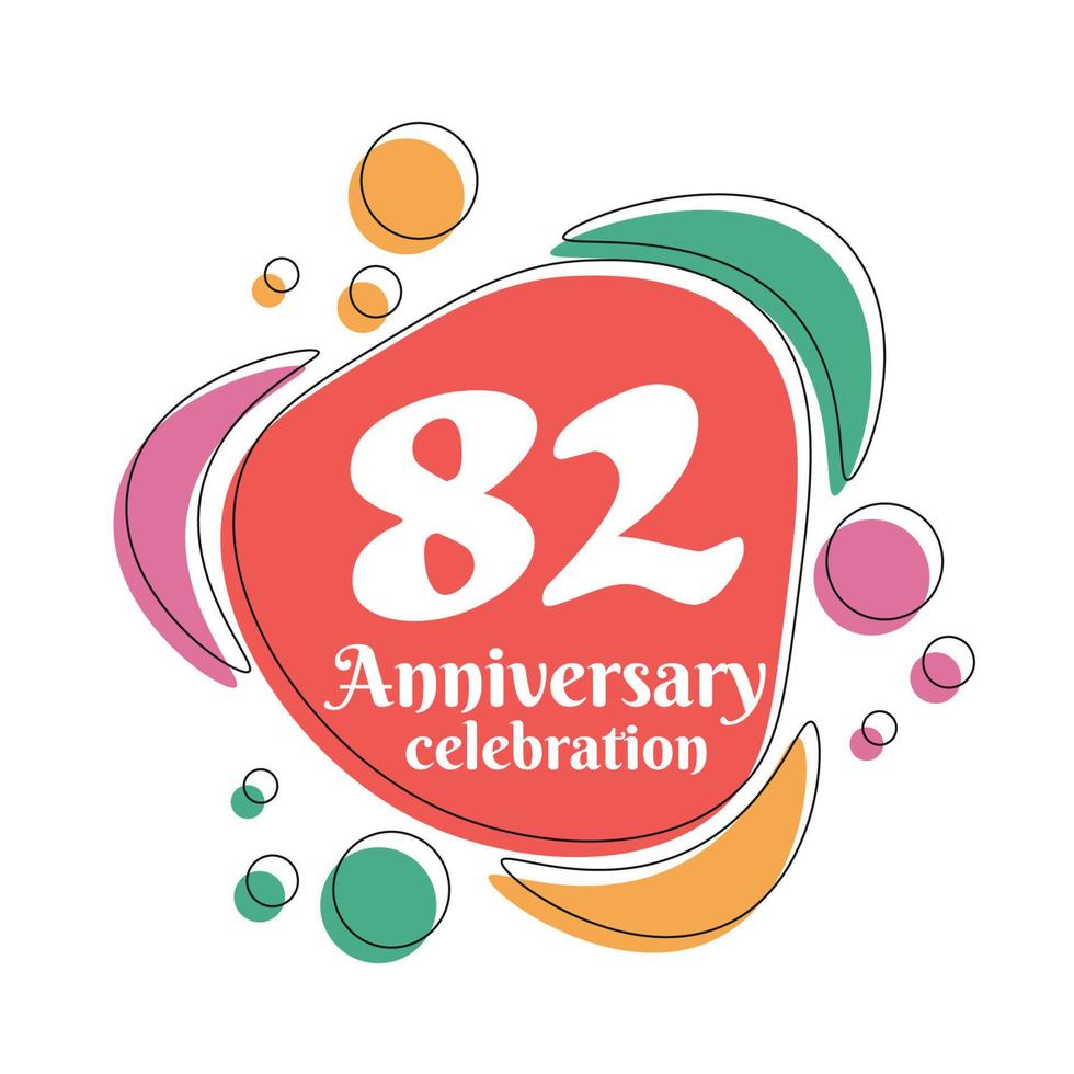 82e anniversaire fête logo coloré conception avec bulles sur blanc Contexte abstrait vecteur illustration