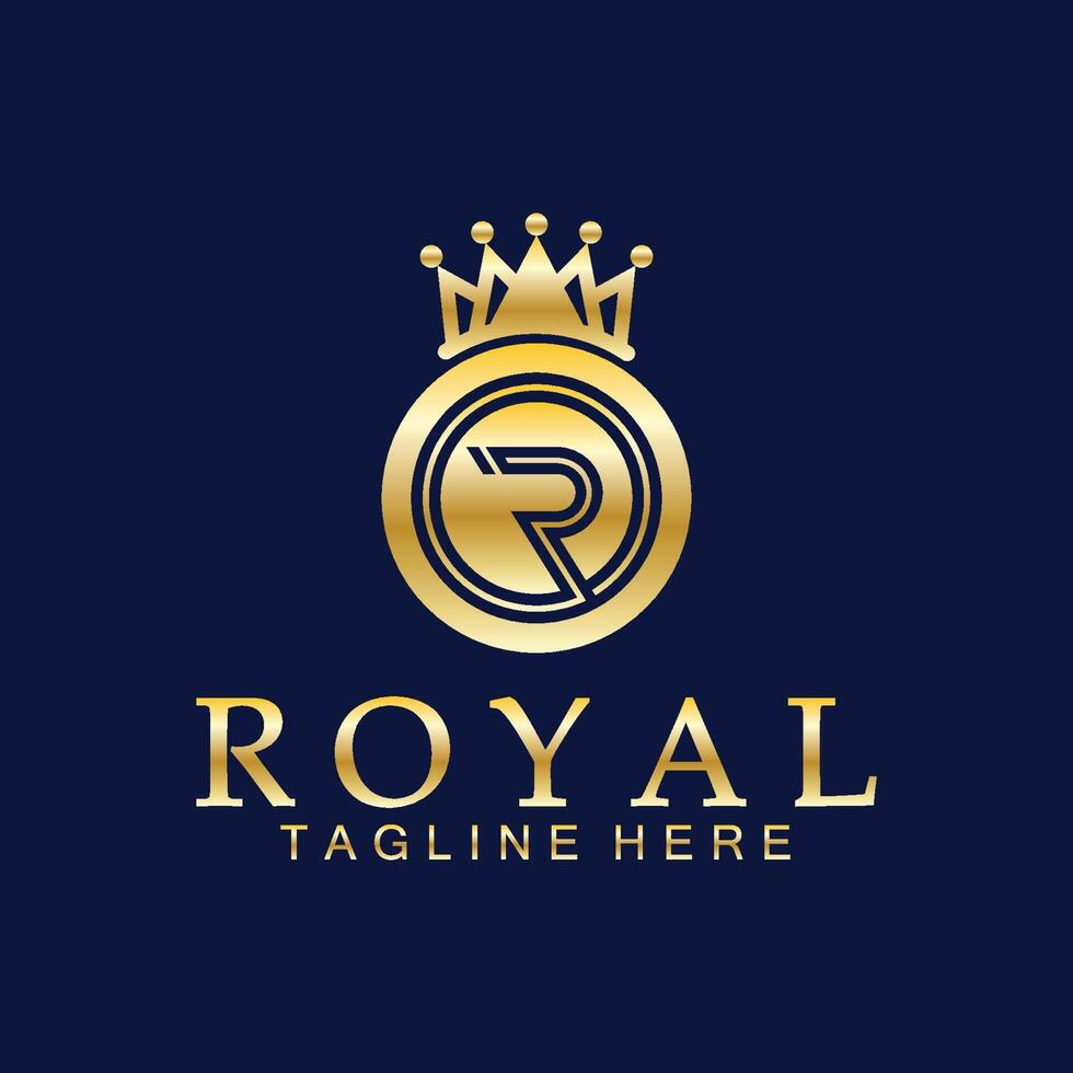 r initiale Royal couronne logo. Royal, roi, reine luxe symbole. Police de caractère emblème. vecteur